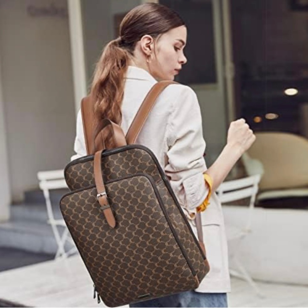 CLUCI Leather Laptop Backpack for Women 15.6 Inch Computer Travel Large Business - Picture 2 of 16